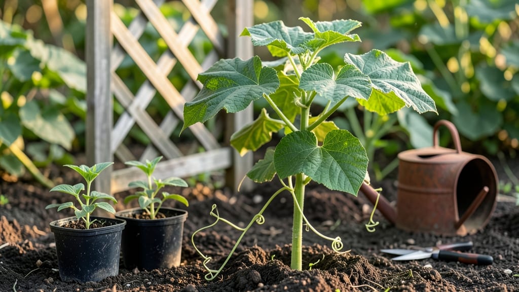 New Cucumber Plants: Trellis Training Secrets for Pole Climbing Abundance