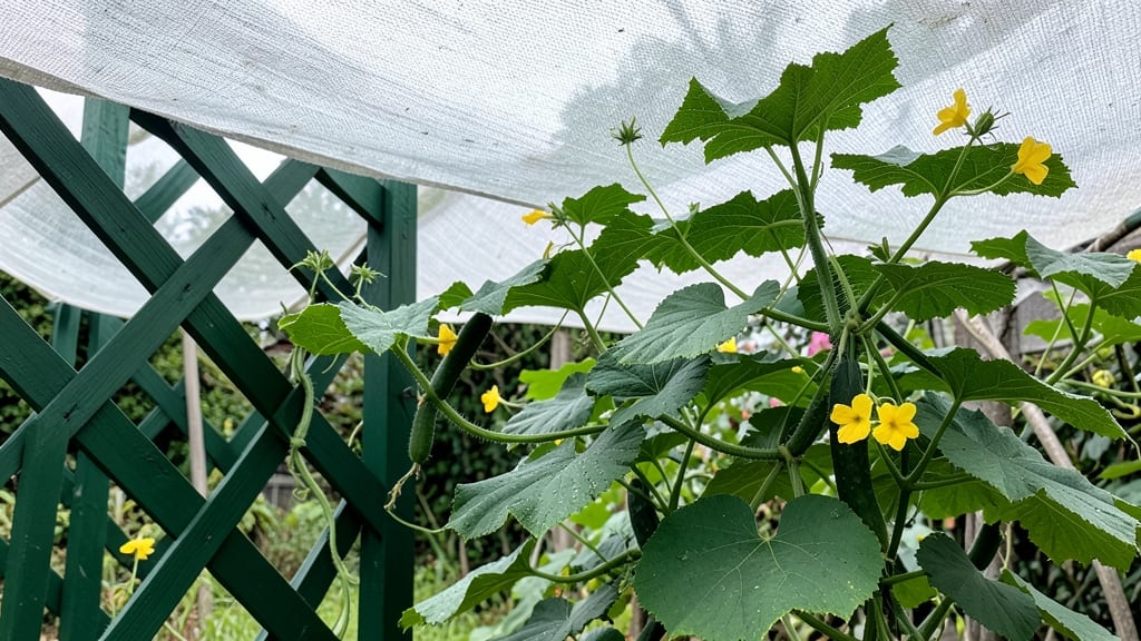 Shade Cloth for Cucumbers: Pole-Trained Growth Hack for Bushy Harvests