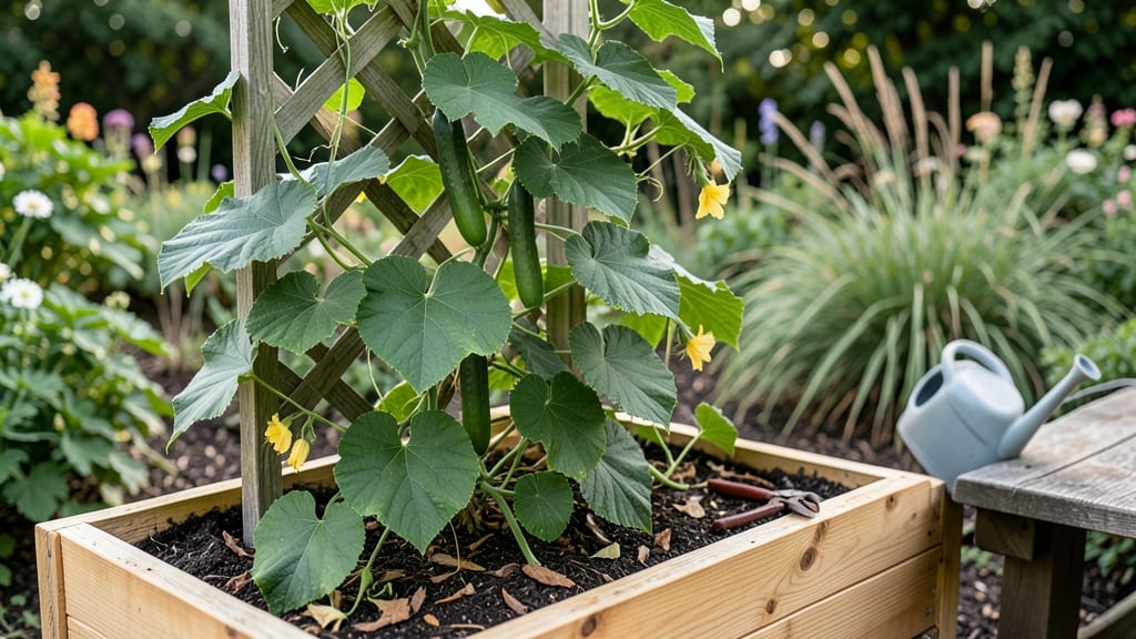 Raised Garden Cucumbers: Trellis-Trained Abundance in 55 Days