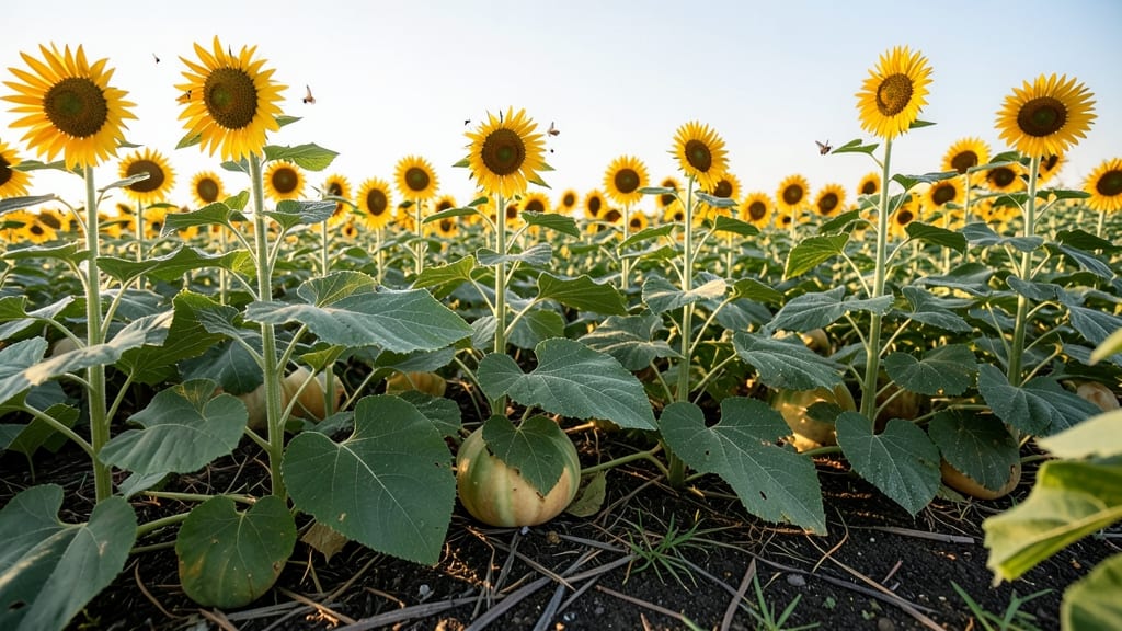 Sunflowers At Pumpkin Perimeter