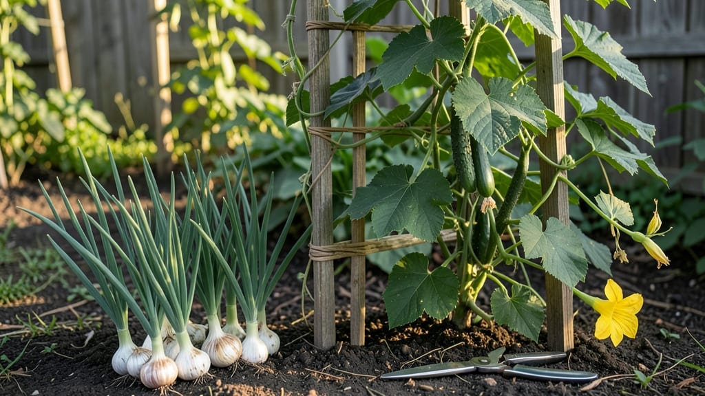 Garlic and Cucumber Companion Planting: Pest-Repelling Duo That Boosts Growth