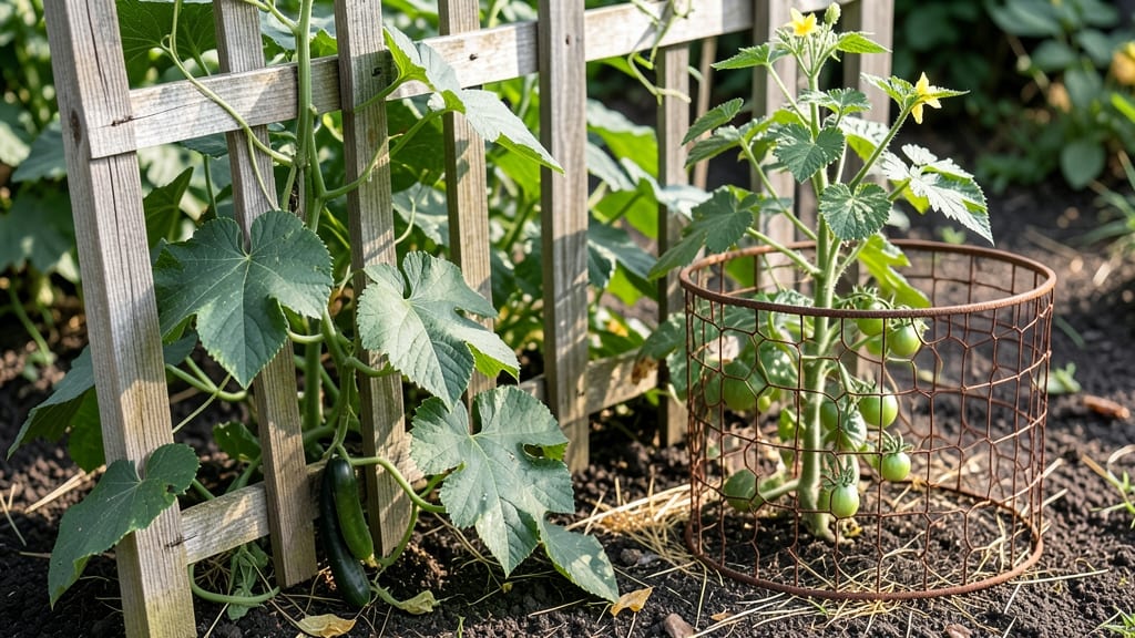 Cucumber Trellis and Tomato Cage: Space-Saving Duo for Bushy Harvests