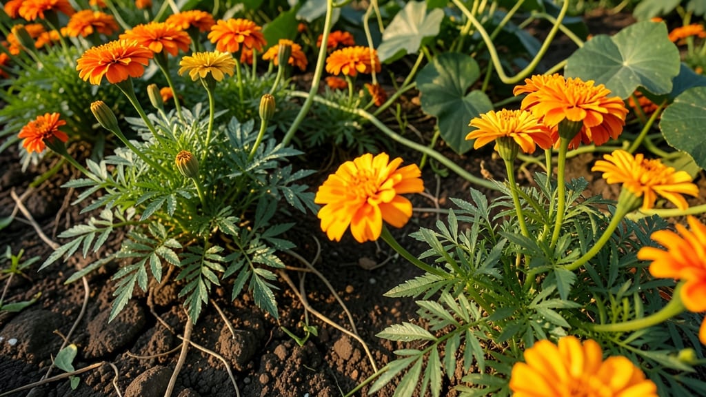 Marigolds Deter Nematodes and Improve Soil Health Near Cucumbers