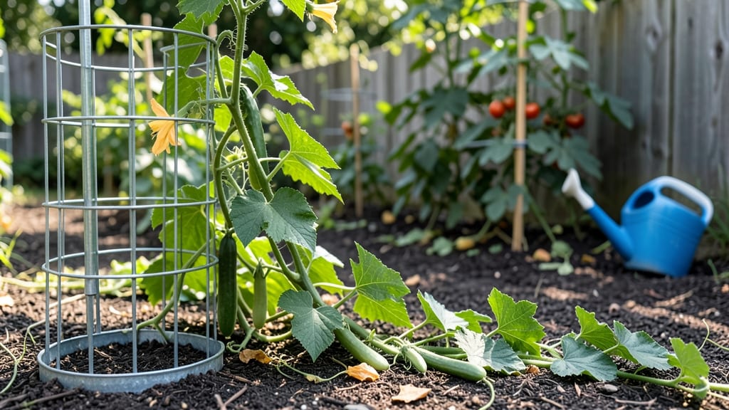 Growing Cucumbers in Tomato Cages: Space-Saving Vertical Garden Hack