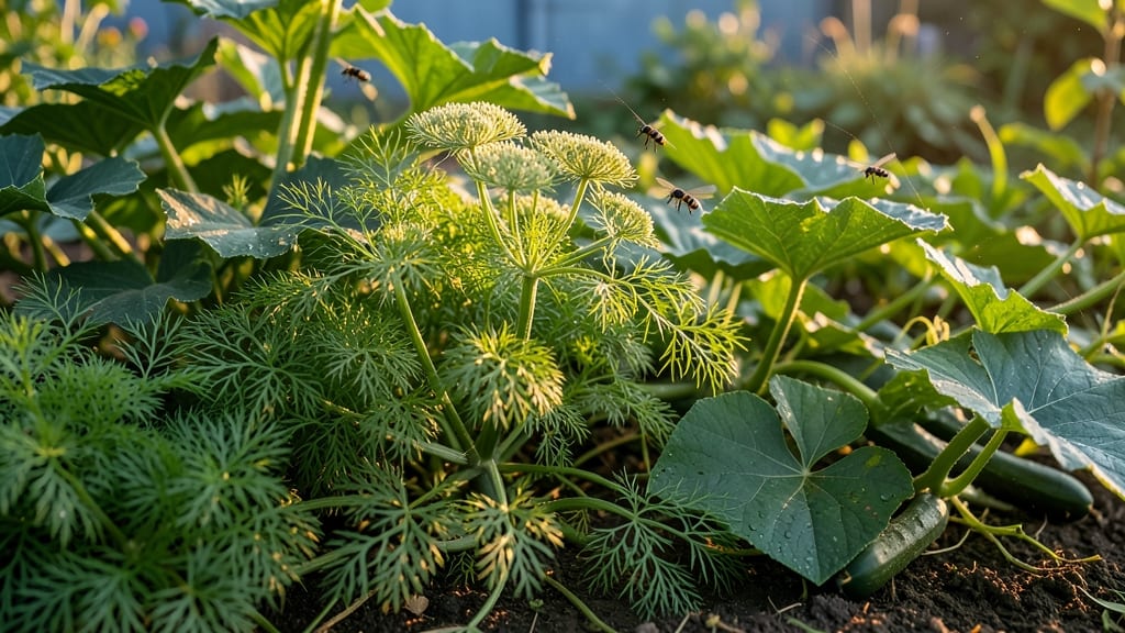 Dill Plants Enhance Cucumber Flavor and Attract Beneficial Insects