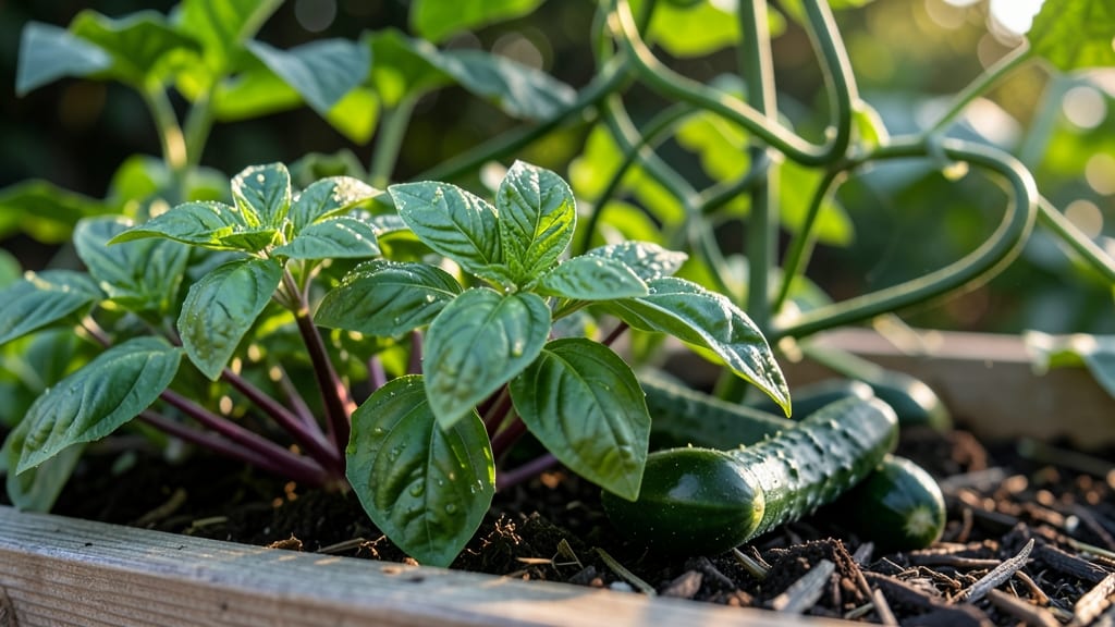 Basil Enhances Cucumber Flavor and Repels Mosquitoes