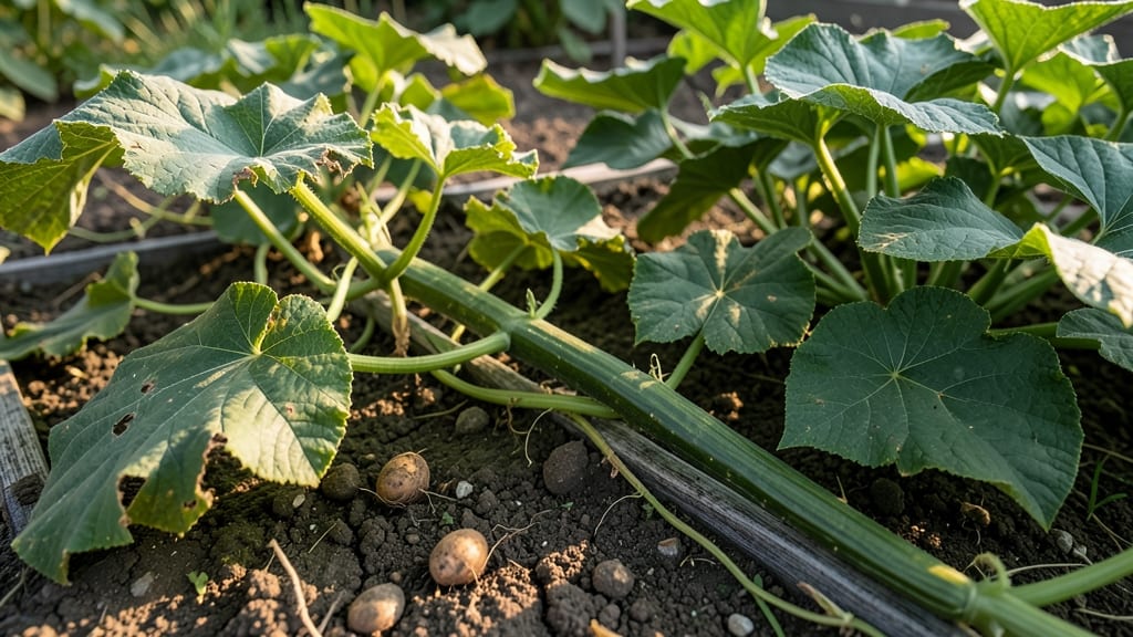 Potatoes Near Cucumber Vines