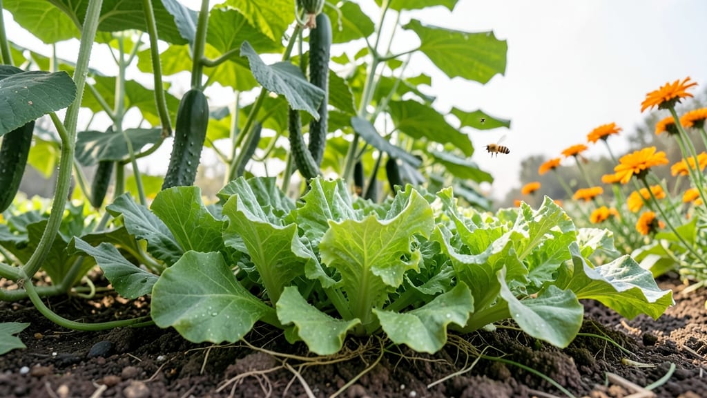 Lettuce Provides Shade and Attracts Pollinators for Cucumbers