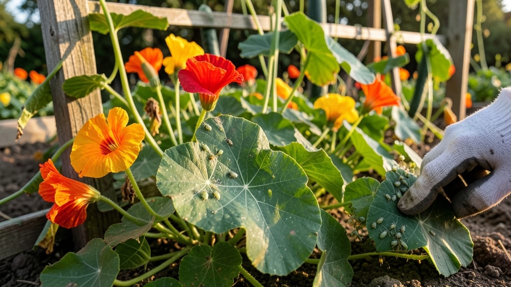 Nasturtiums Trap Aphids Away From Cucumbers