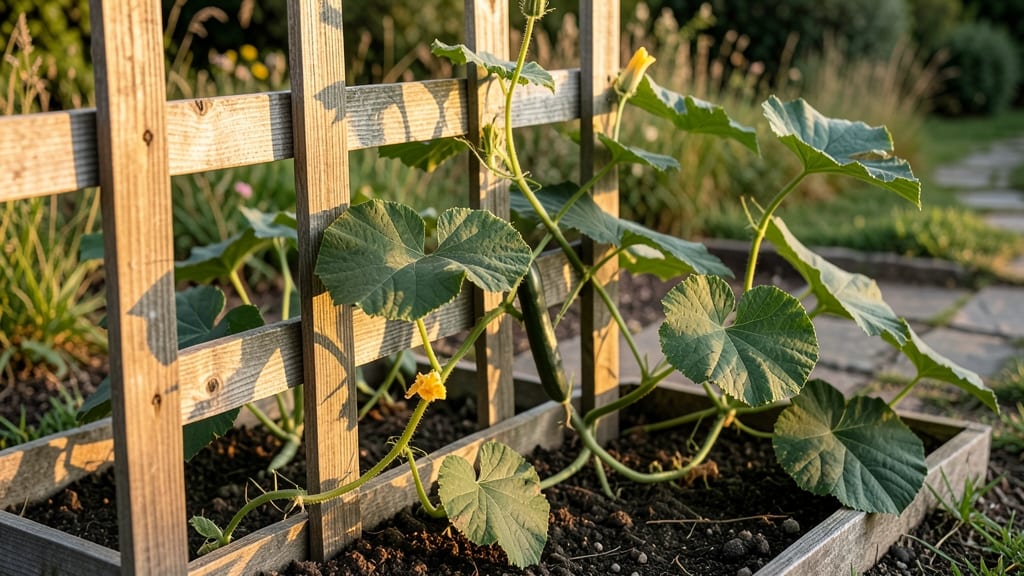 Thin Cucumber Plants: Pole-Trained Abundance in 55 Days