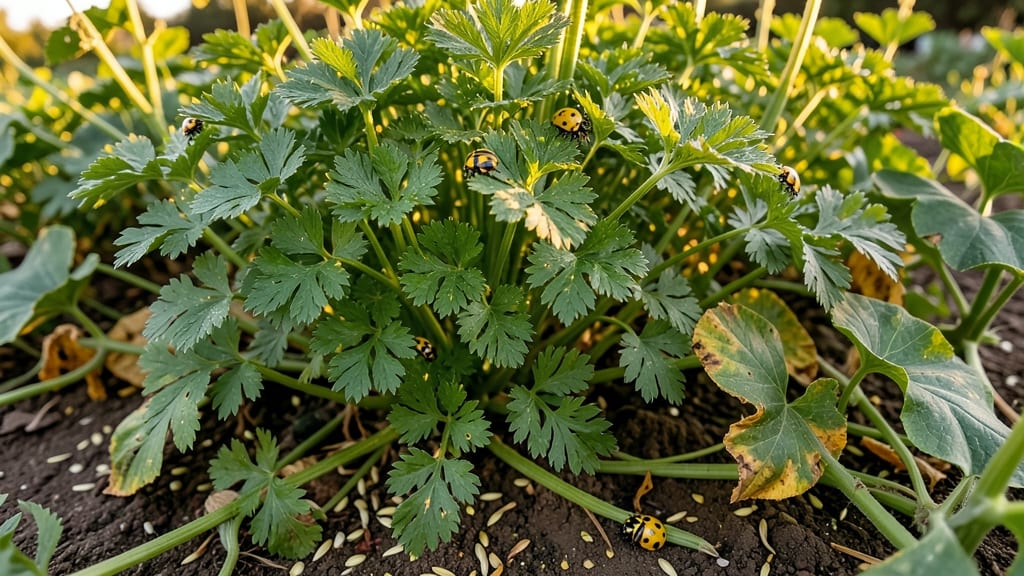 Parsley for Cucumber Beetle Deterrent