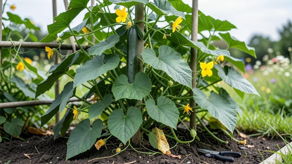 15-Inch Cucumbers: Pole-Trellis Giant Growth in 55 Days