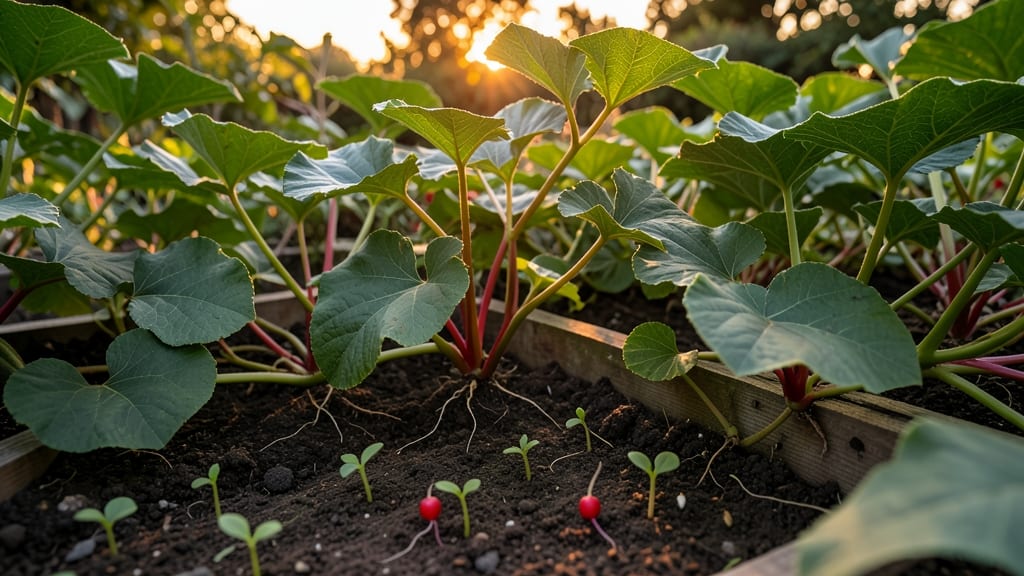 Radishes Interplanted With Pumpkins