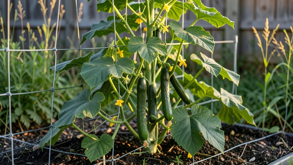 Wire Cucumber Trellis: Vertical Space-Saving for Bushy Vines