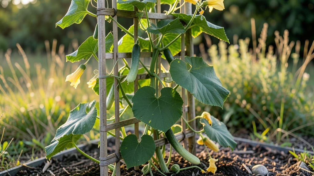 Climbing Cucumber Plants: Vertical Garden Hack for Pole Growth