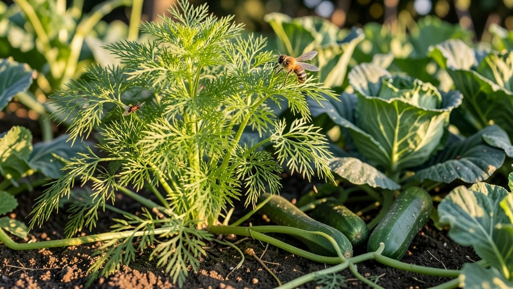 Dill and Cabbage Near Cucumber Patches